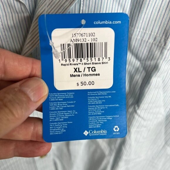 Columbia Men's Rapid Rivers Short Sleeve Shirt - White Stripe Size XL - Picture 8 of 8